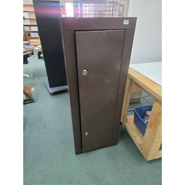 Heavy gauge metal gun locker 55"h x 21"w x10"d NOTE: Locks have been drilled