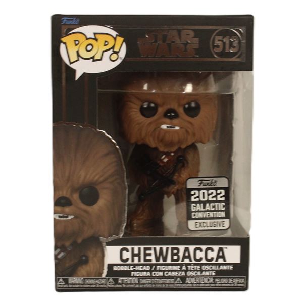 A 2022 Galactic Convention Exclusive Chewbacca #513 Funko Pop.