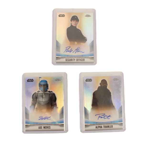 A Set of (3) 2022 Topps Chrome Star Wars Autograph Cards.