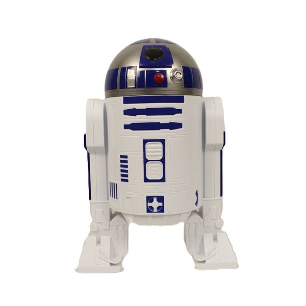 An AMC R2-D2 Drink Sipper and Popcorn Bucket.