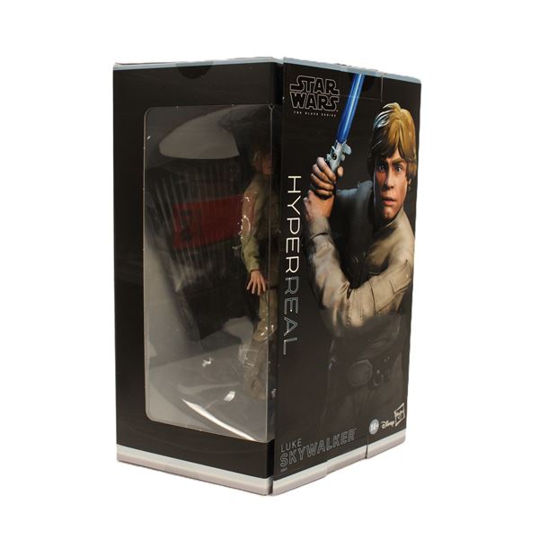 A Star Wars The Black Series Hyperreal Luke Skywalker action Figure.