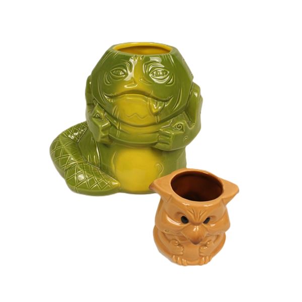 A Jabba The Hutt Geeki Tiki Punch bowl with Salacious Crumb Muglet.