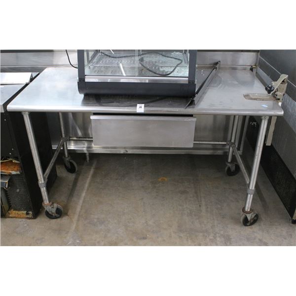 SS  5' Bullnose Rolling Table w/Can Opener