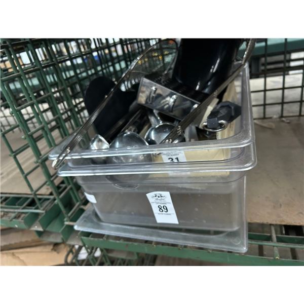 Large Full by 6"  Cambro Bins w/Asst. Utensils