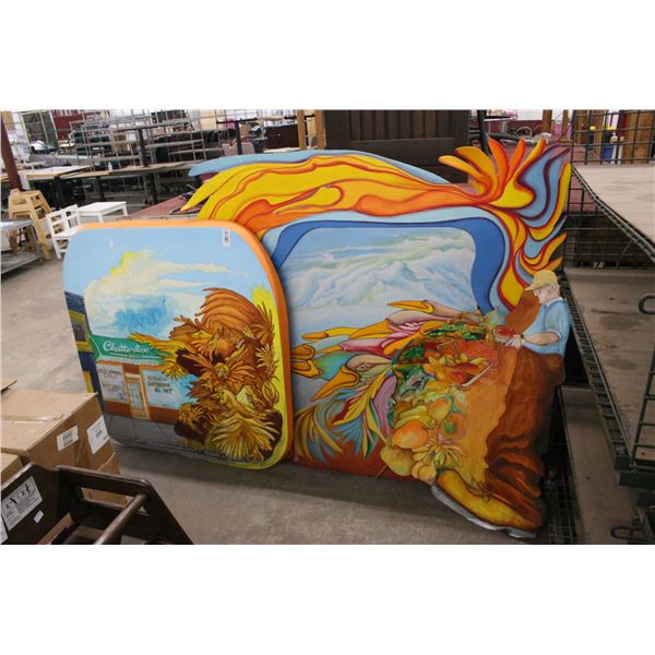 Large Oil On Board Colorfull Wall Art - 3 Pc.