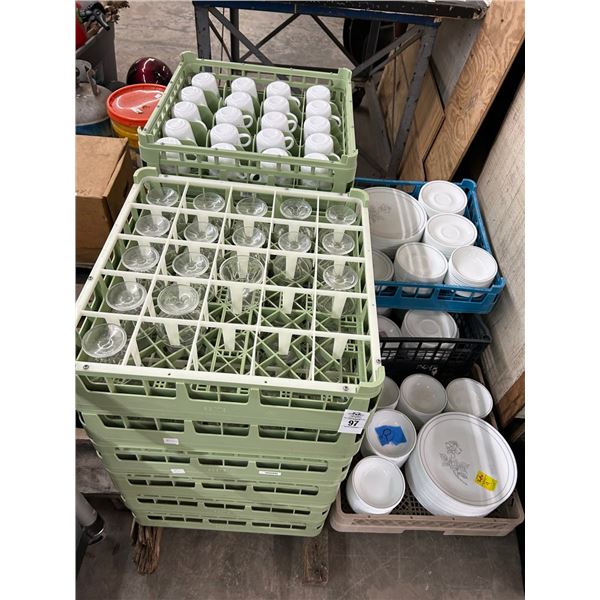 Floral Etched Dishes/Mugs/Glass/Sorbet, Dishwasher Trays Pallet