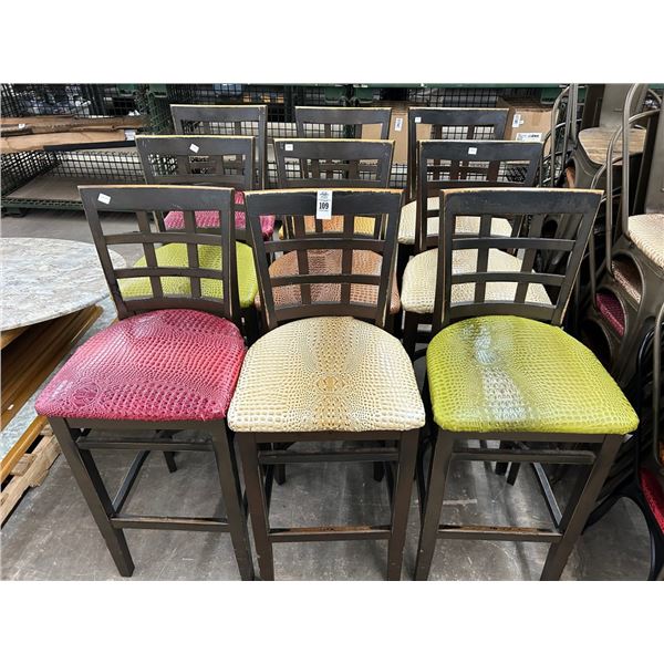 9-Wooden Gator Padded Bar Stools - 9 X $
