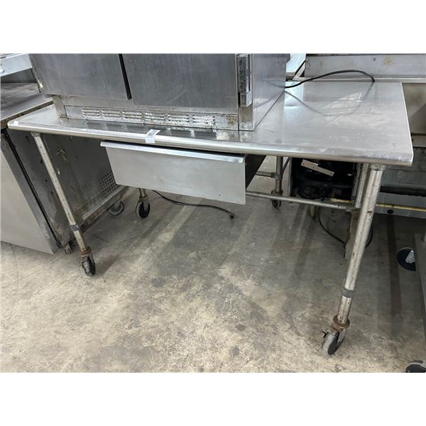 SS  5' Rolling Bullnose Island Table w/Drawer