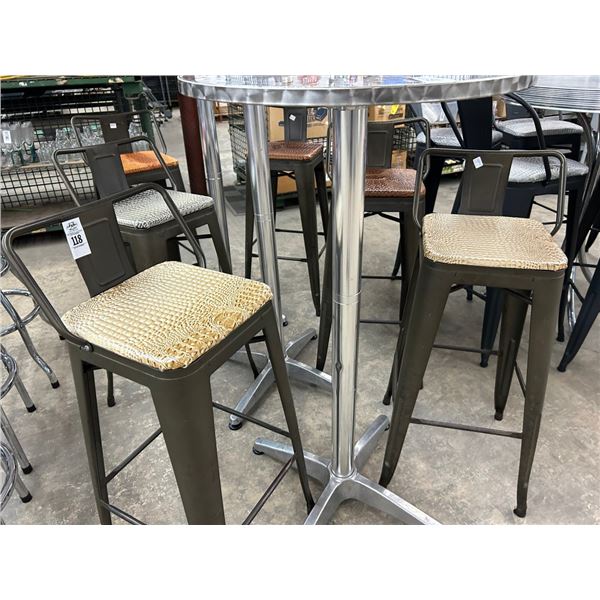 6-Metal Backed w/Gator Skin Seat Bar Stools - 6 X $