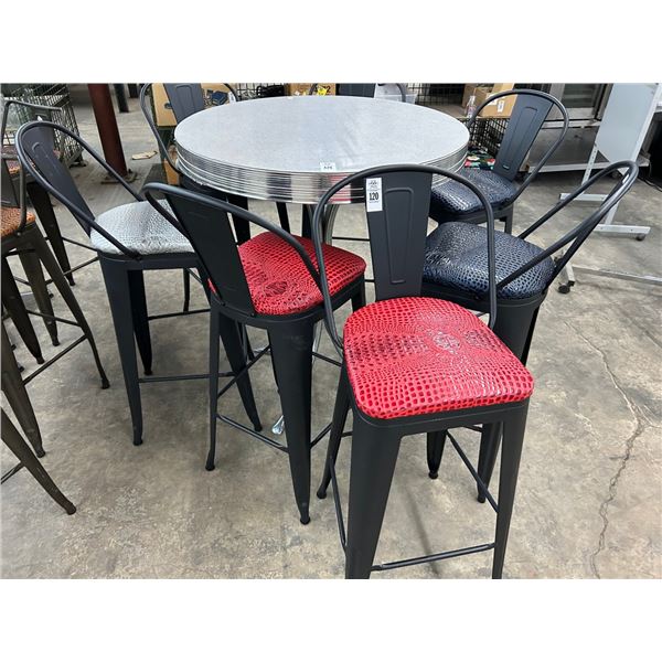 7-Metal Backed w/Gator Skin Padded Seat Bar Stools - 7 X $