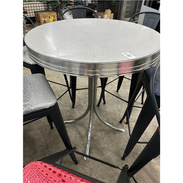 Chrome Trim Grey Top High Bar Table