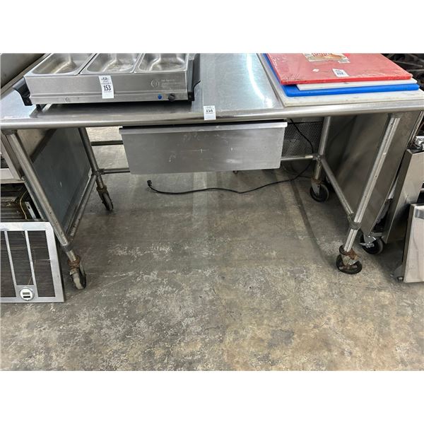 SS   5' Rolling Bullnose Island Table w/Drawer