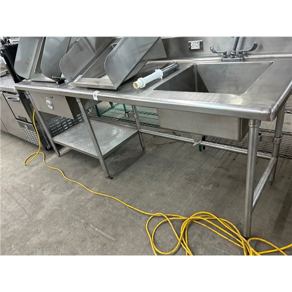 SS  8' Work Table w/Pot Sink, Undershelf, Drawer, Large Backsplash