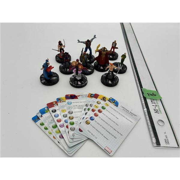 Lot of 10 Heroclix Marvel Super Heroes figures & Cards collectibles (Inc. Nebula, Wong, Doctor Druid