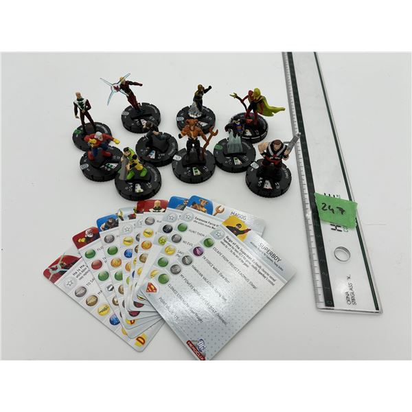 Lot of 10 Heroclix Marvel Super Heroes figures & Cards collectibles (Inc. Spiderboy, Magog, Nova Pri