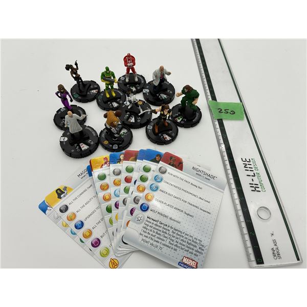 Lot of 10 Heroclix Marvel Super Heroes figures & Cards collectibles (Inc. Red Guardian, Luke Cage, N