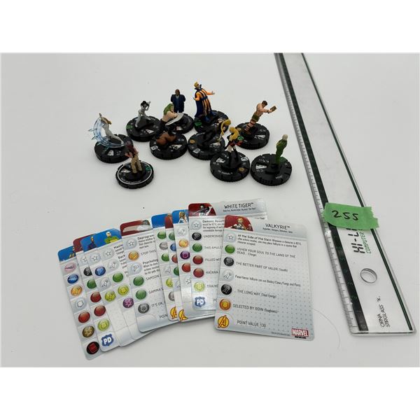 Lot of 10 Heroclix Marvel Super Heroes figures & Cards collectibles (Inc. Hercules, White Tiger, Dag