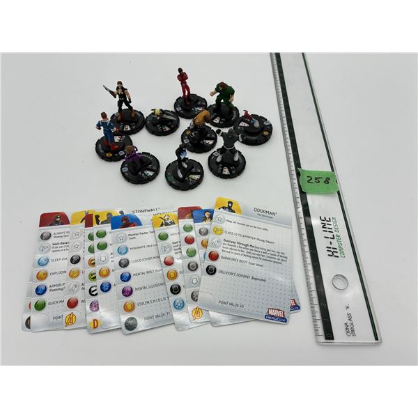 Lot of 10 Heroclix Marvel Super Heroes figures & Cards collectibles (Inc. Ant Man, Jack Flag, Luke C