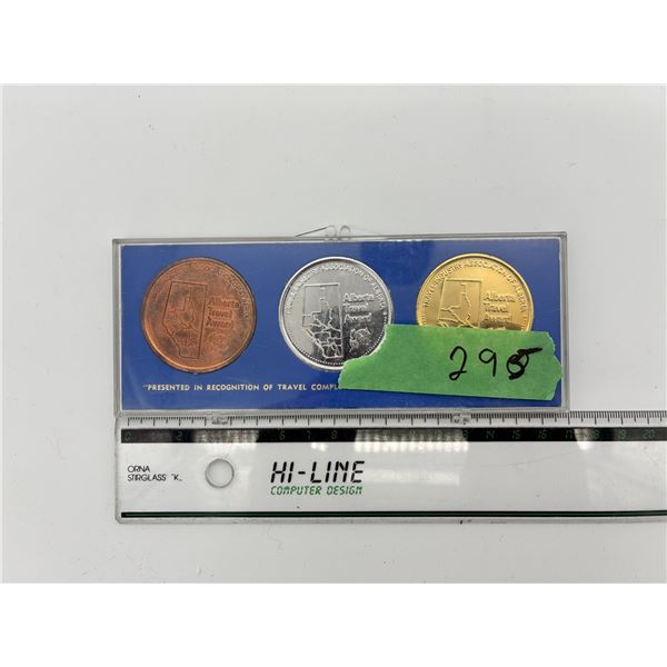 Alberta Travel Award 3 medallion Set