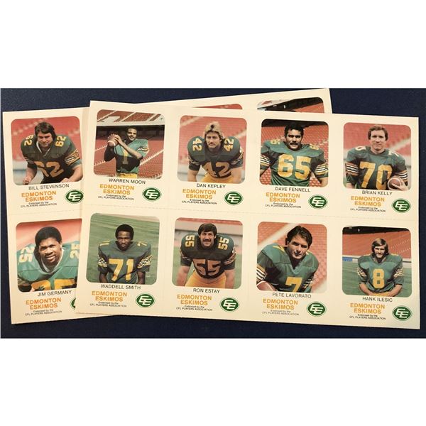 1981 EDMONTON ESKIMOS RED ROOSTER SET - UNCUT SHEETS feat. WARREN MOON (HOF)