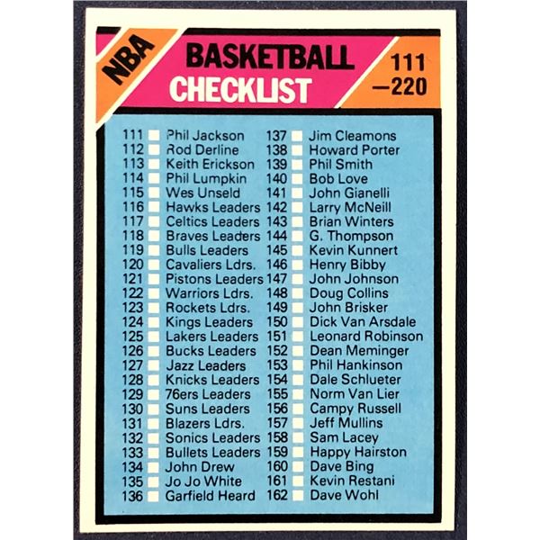 1975-76 TOPPS NBA CHECKLIST