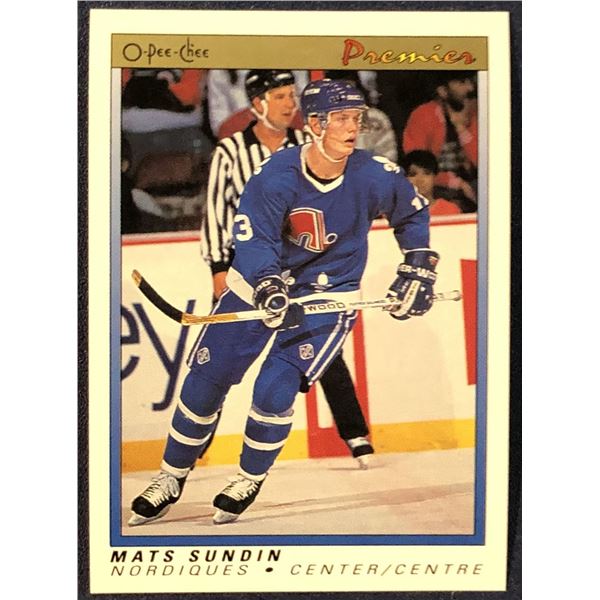 1990-91 O-PEE-CHEE PREMIER MATS SUNDIN (HOF) ROOKIE CARD