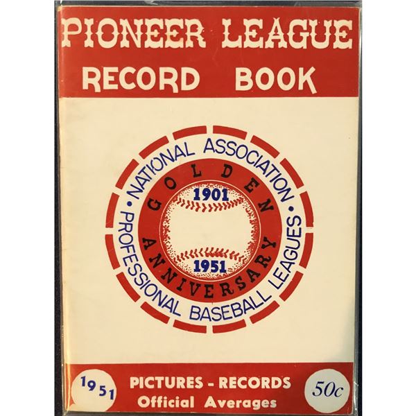 1951 PIONEER LEAGUE LEAGUE RECORD BOOK