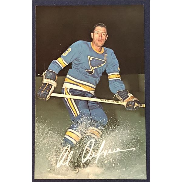 1968 ST. LOUIS BLUES 3.5"x5.5" POSTCARD - AL ARBOUR (HOF) - SIGNED