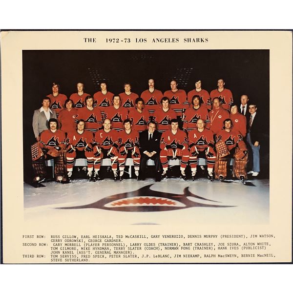 1972-73 WHA LOS ANGELES SHARKS TEAM PHOTO