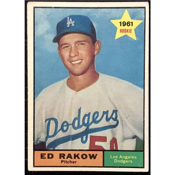 1961 TOPPS ED RAKOW ROOKIE CARD