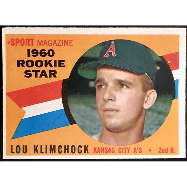 1960 TOPPS GRAY BACK LOU KLIMCHOCK ROOKIE CARD