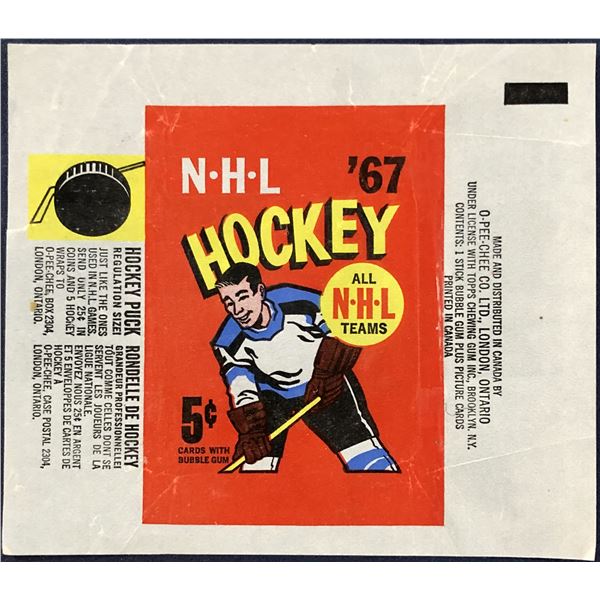 1966-67 O-PEE-CHEE NHL HOCKEY WRAPPER - BOBBY ORR ROOKIE YEAR