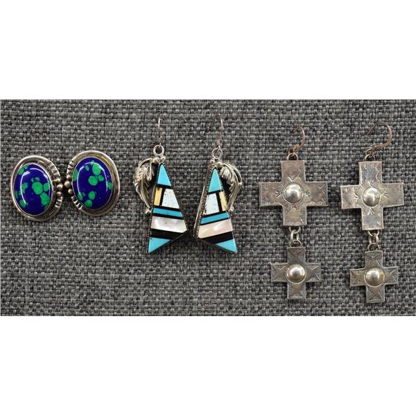 THREE PAIR NAVAJO EARRINGS