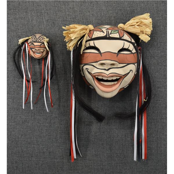 TWO JEMEZ POTTERY MASKS (FANNIE LORETTO)