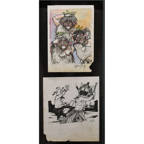 TWO HOPI PAINTINGS (NEIL DAVID)