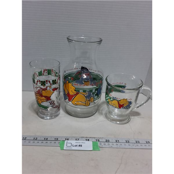 Winnie-the-Pooh Glass Pitcher & Cups