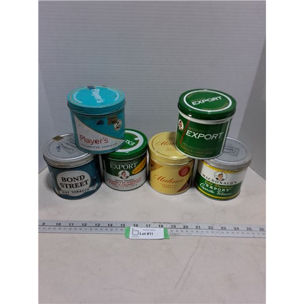 (6) Vintage Tobacco Tins (Player's, Macdonald's, Matinee)
