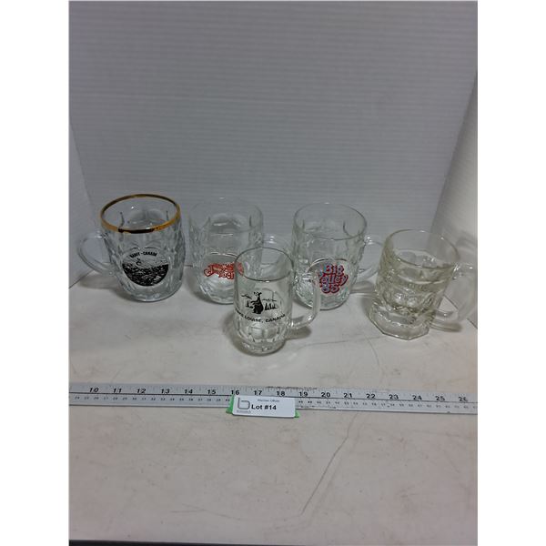 (5) Glass Mugs (Banff, Big Valley Jamboree, Lake Louise)