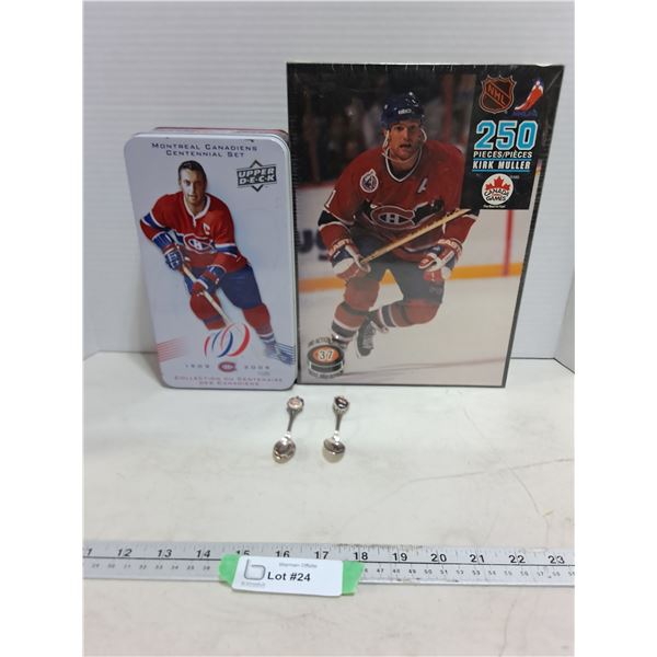 Montreal Canadiens Memorabilia (Upper Deck Tin, Sealed Kirk Muller Jigsaw, Souvenier Spoons)