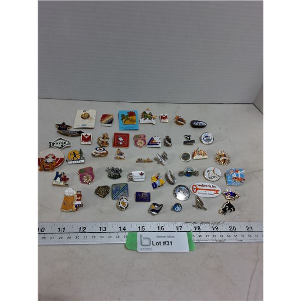 (40) British Columbia 'Tourist Hot Spots' Souvenir Pins