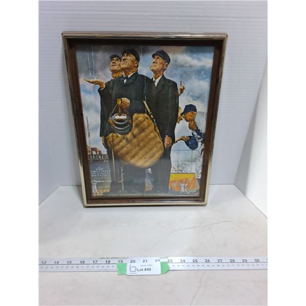 Framed Norman Rockwell Print Entitled "Tough Call" - 12" x 15" - Some Frame Damage
