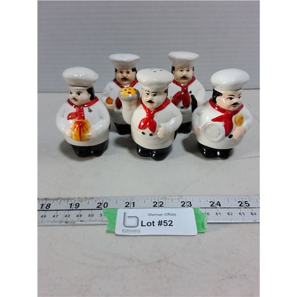 (5) Porcelain Chef Salt/Pepper/Oil Dispensers