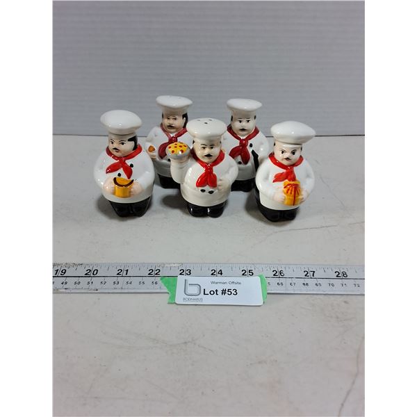 (5) Porcelain Chef Salt/Pepper/Oil Dispensers