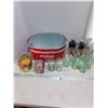 Image 1 : Coca-Cola Ice Bucket, Assorted Bottles & Tins, (2) Full Pop Shoppe Root Beer - PICK UP