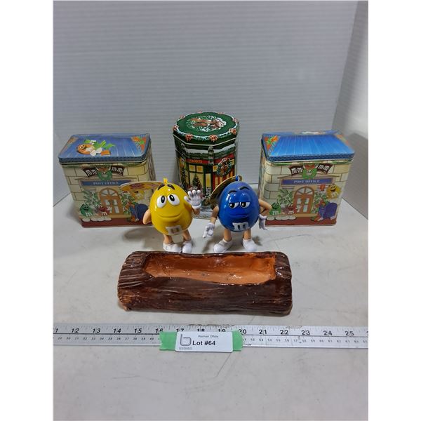 M&M Memorabilia Tins & Ornaments, Crafted Ceramic Log