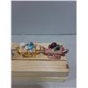 Image 3 : (4) Vintage Porcelain "Red Rose Tea" Ornaments, Wooden Tray