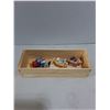 Image 4 : (4) Vintage Porcelain "Red Rose Tea" Ornaments, Wooden Tray