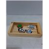 Image 4 : (4) Vintage Porcelain "Red Rose Tea" Ornaments, Wooden Tray