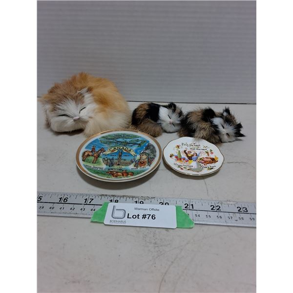 Trinket Dishes, Furry Cat Ornaments