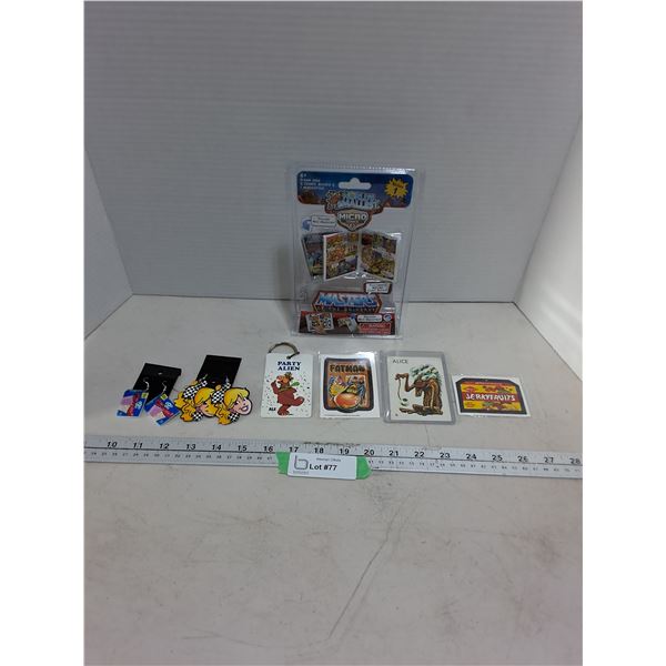 NIB "Masters of the Universe" Micro Comic, Barbie & Pop-Tarts Earrings, Alf Keychain, Misc.